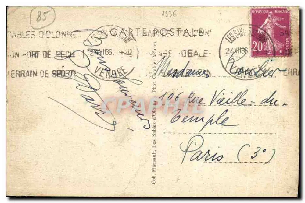 Les Sables-d'Olonne — Eine Kleine Sablaise — "Astro" — n°58 - Rückseite