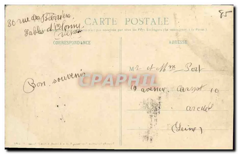 Mar agitada bajo una tormenta — Nueva Colección Vendéenne, Lucien Amiaud, Sables-d'Olonne — N° 1402 - Reverso