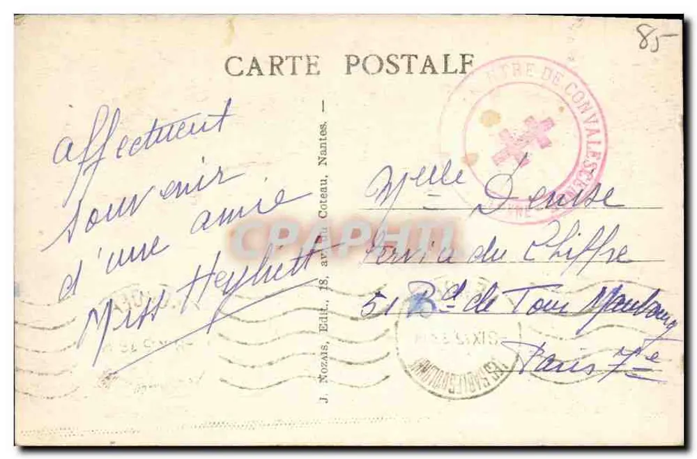 Les Sables-d'Olonne (Vendée) — Ansicht der Avenue Gabriel Godei bei Mondlicht — J. Nozaïs, Verlag, Nr. 250 - Rückseite