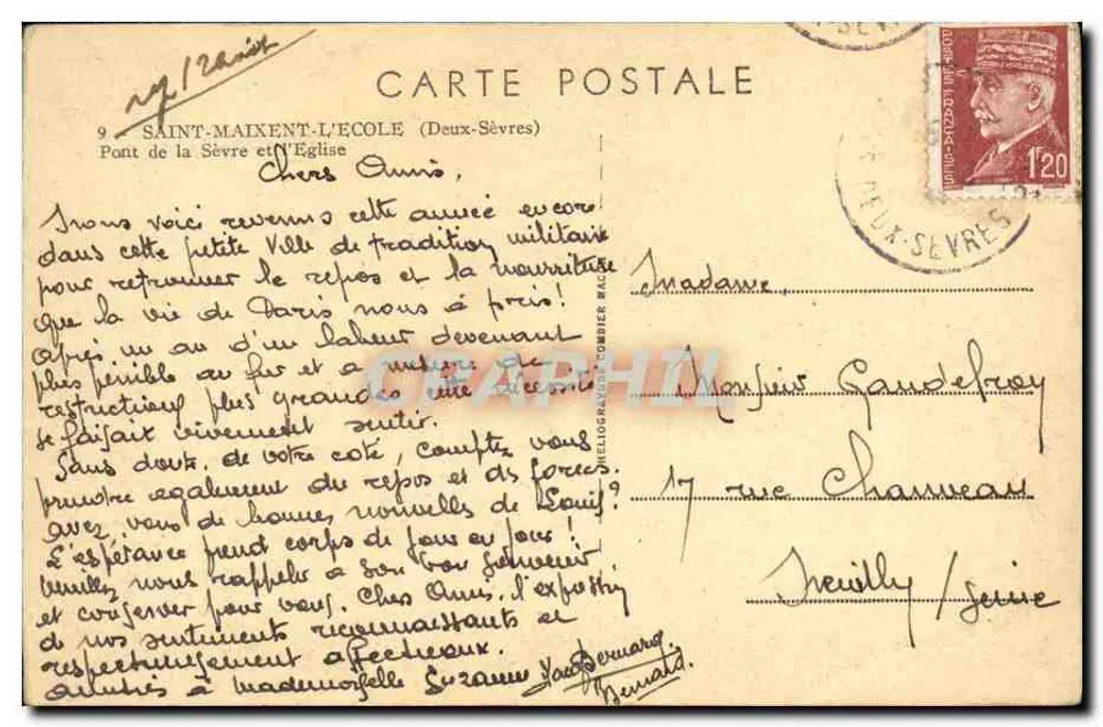 Saint-Maixent-l'École — Ponte da Sèvre e a Igreja — editor Run - Verso