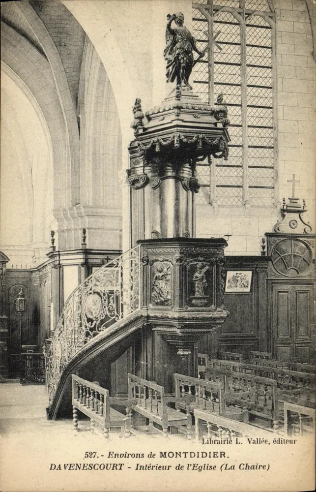 Davenescourt - Innenansicht der Kirche (Der Predigerstuhl) — Umgebung von Montdidier — Librairie L. Vallée, Verlag - Vorderseite