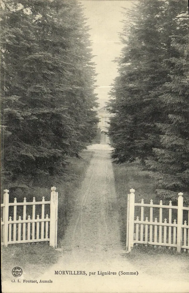 Morvillers, por Lignières (Somme) — alameda cercada por árvores — editor Cl. L. Fournot, Aumale - Frente