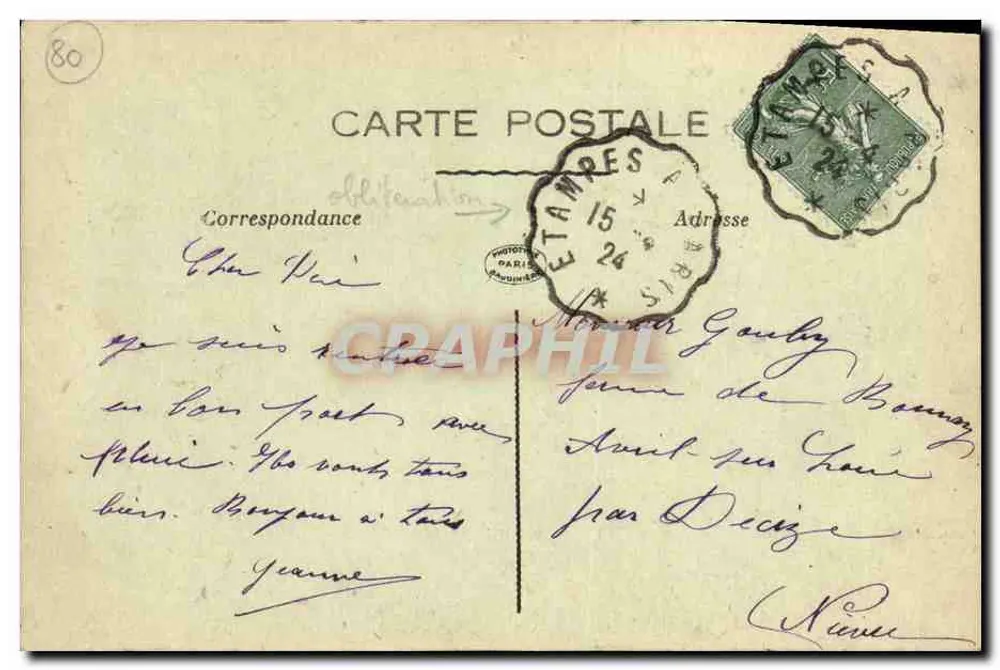 Blangy — Casas em ruínas — série 3816 - Verso