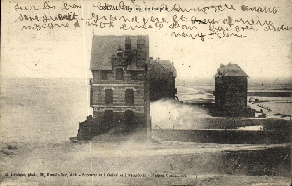 Onival — Een dag van storm — M. Lévèque, foto, 26, Grande-Rue, Ault - Voorkant