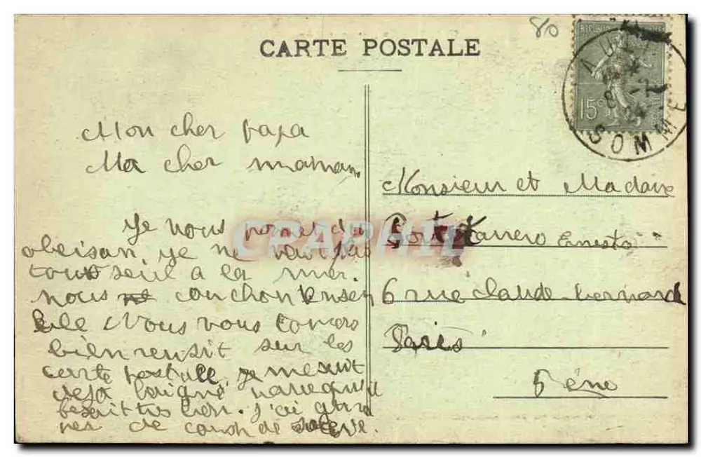 Onival — Een dag van storm — M. Lévèque, foto, 26, Grande-Rue, Ault - Achterkant