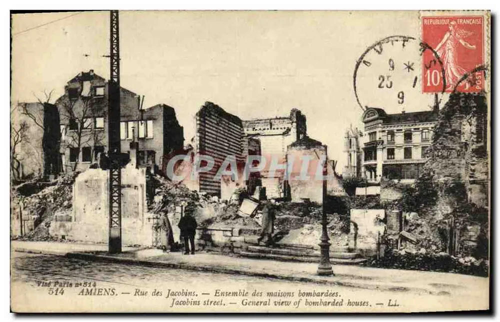 Amiens — Rue des Jacobins — Ensemble der bombardierten Häuser — Vind Paris n°514 - Vorderseite