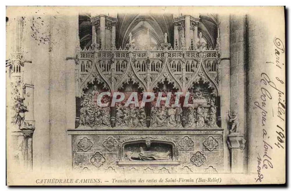 Kathedrale von Amiens — Übersiedlung der Reliquien des hl. Firmin (Basrelief) - Vorderseite