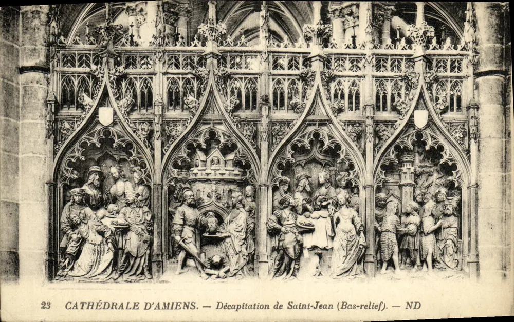 Amiens-Kathedrale — Enthauptung des Heiligen Johannes (Relief) — ND - Vorderseite