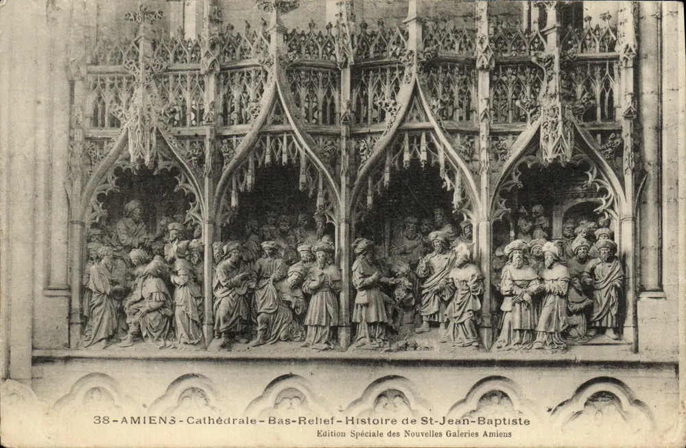 Amiens - Cathédrale - Bas-Relief - Histoire de Saint-Jean-Baptiste — Édition Spéciale des Nouvelles Galeries Amiens, n°38 - Vorderseite