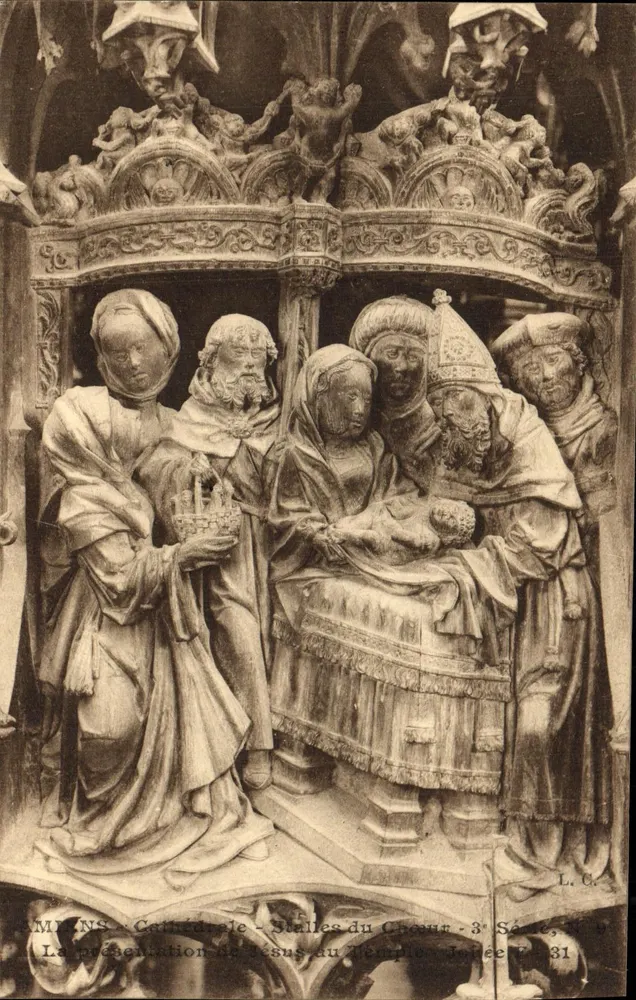 Amiens - Kathedrale - Chorbanken - 3. Serie, Nr. 9 - Die Vorstellung Jesu im Tempel - Vorderseite