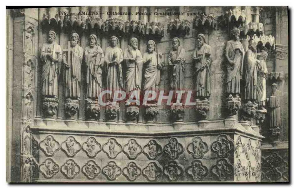 Amiens — Kathedrale. Zentralportal. Linker Seiten — L. Cacoon, phot. publ. Amiens, Plaques Supra. N° 178 - Vorderseite