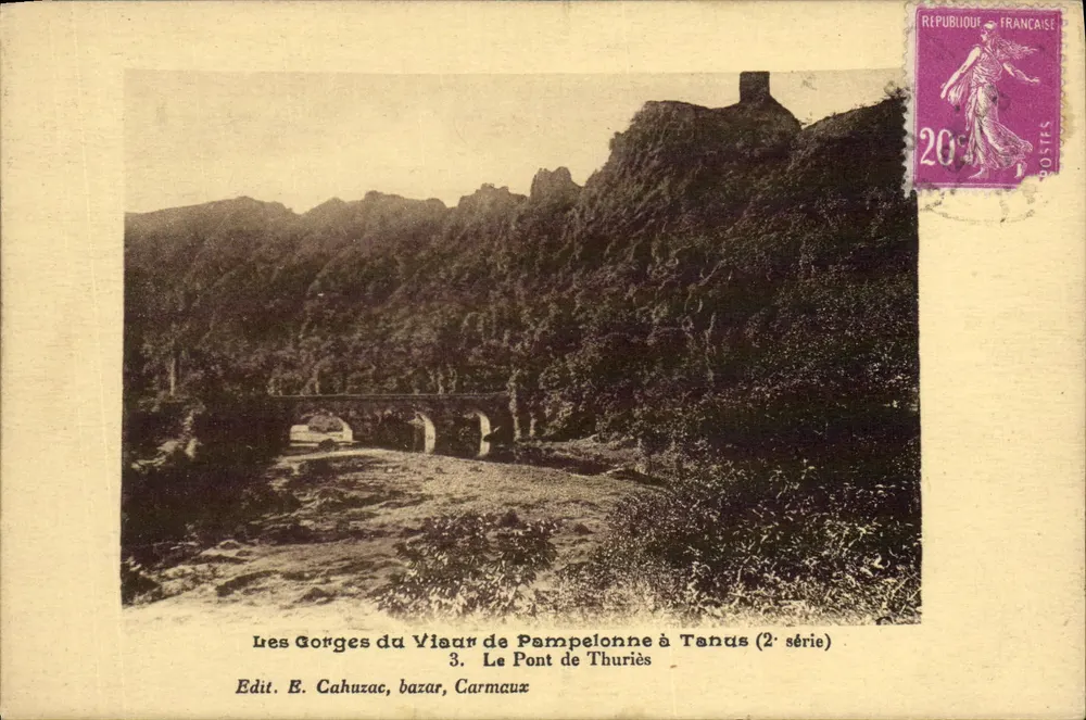Die Gorges des Viaur von Pampelonne bis Tanus — Die Brücke von Thuriès — Verlag E. Cahuzac, bazar, Carmaux (2. Serie) - Vorderseite