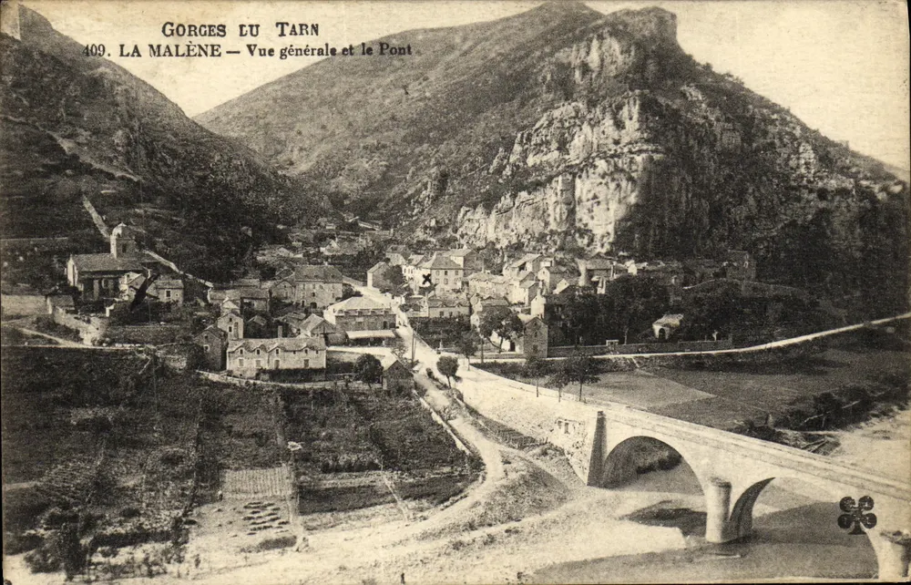 Tarn-Schluchten — La Malène — Allgemeiner Blick und die Brücke — n°409 - Vorderseite