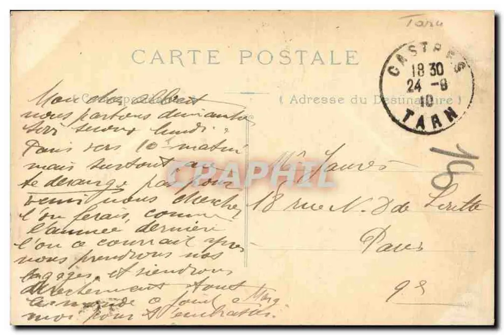 Castres — Jardim Frascaty — A. Pelisson, Editor, Castres - Verso