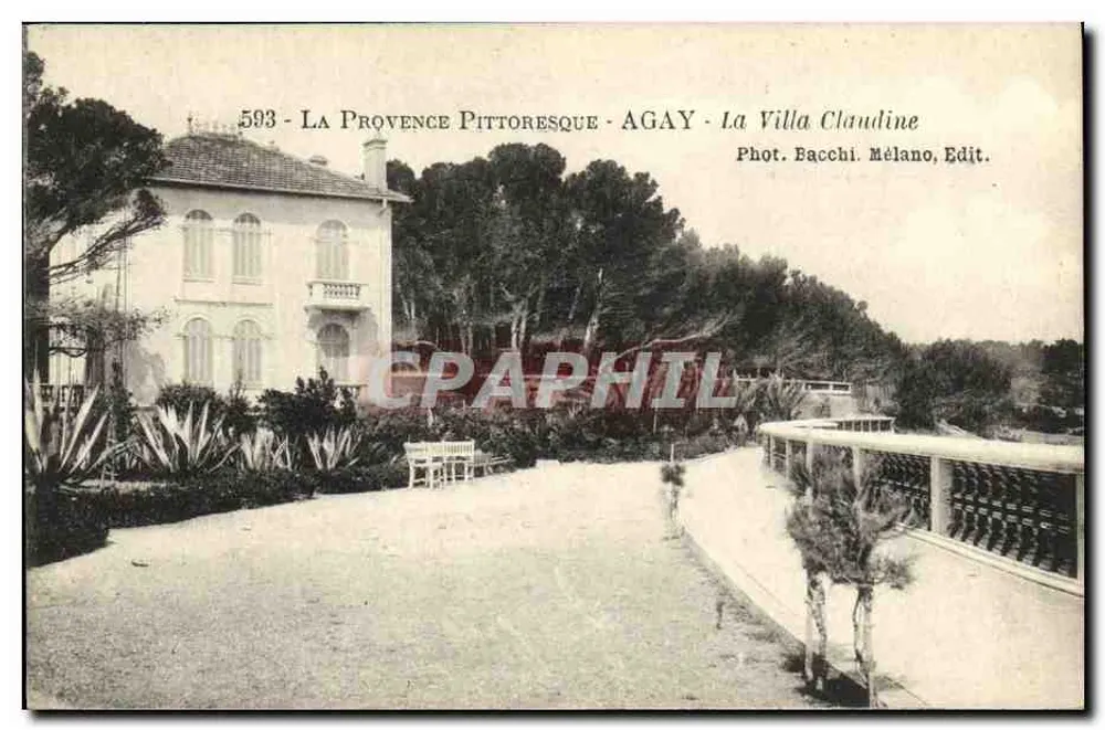 Agay - La Villa Claudine — Ansicht der Villa und ihres Gartens — Phot. Bacchi, Mélano, Edit. - Vorderseite