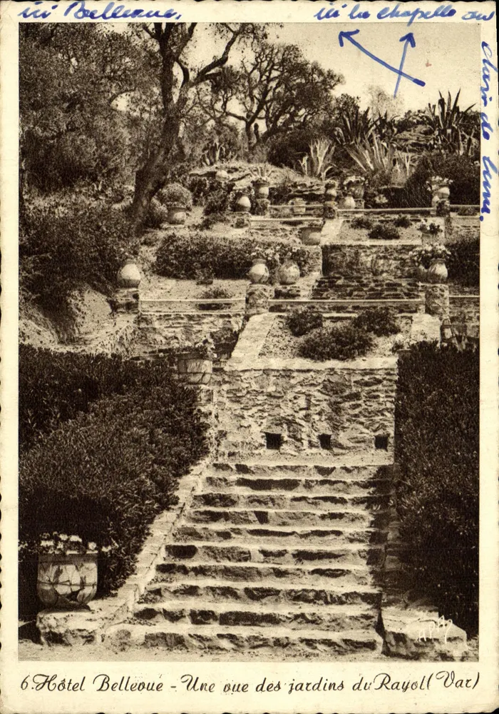 Hotel Belleouë - Una vista de los jardines del Rayoll (Var) — Edición de lujo, n°6 - Anverso