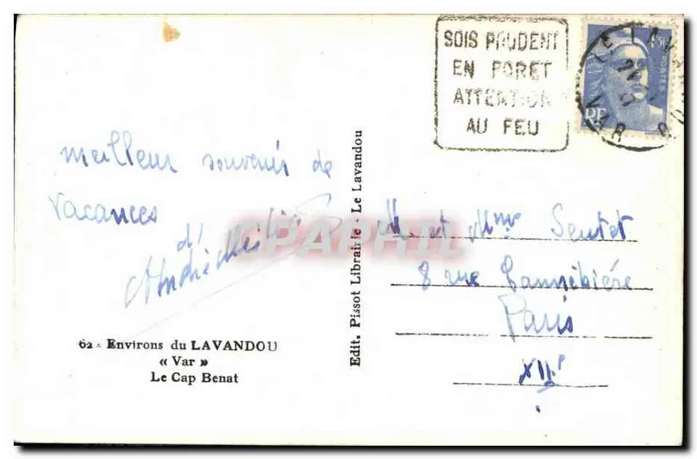 O Cabo Benat — Environs do Lavandou — Editor Pissot Librairie - Verso