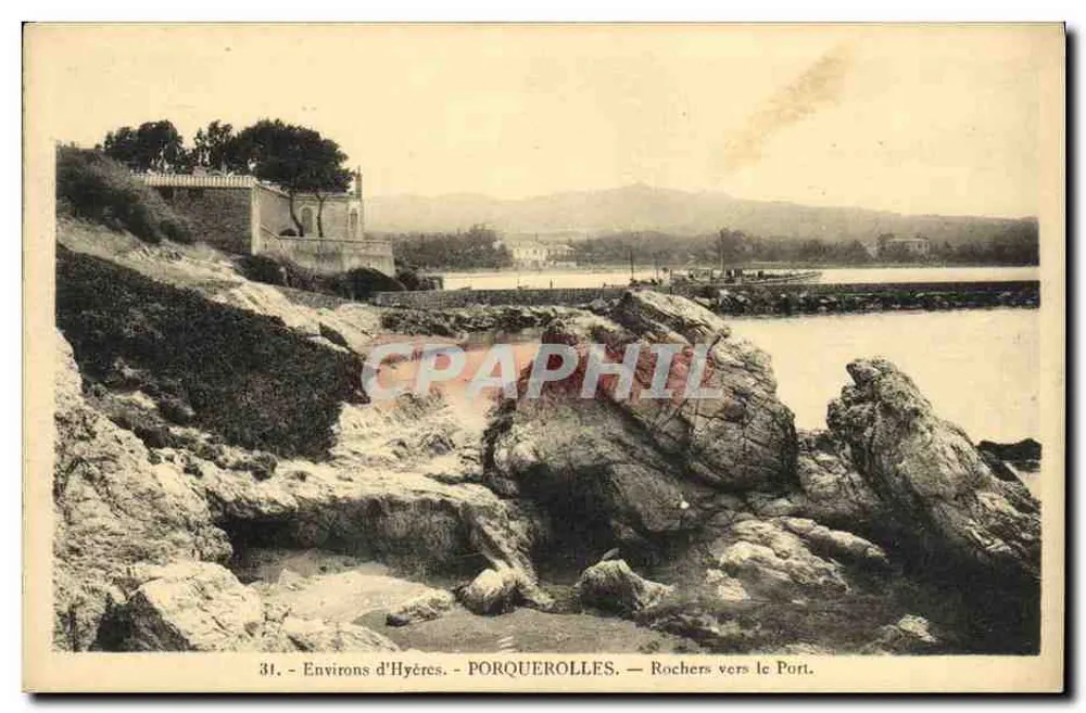 Umgebung von Hyères - Porquerolles - Felsen am Hafen - Vorderseite