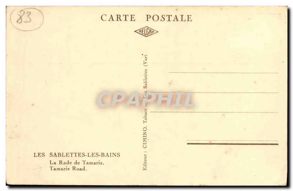 Les Sablettes-les-Bains — La Rada di Tamaris — Editore Cimino - Verso