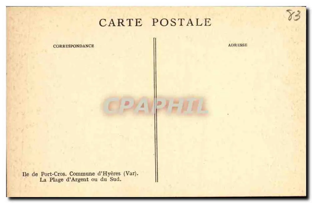 Insel Port-Cros — Die Silberküste oder Südstrand — F. Giraud - Rückseite