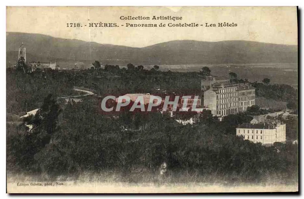 Hyères - Panorama von Costebelle - Die Hotels — Édition Giletta, phot. Nice - Vorderseite