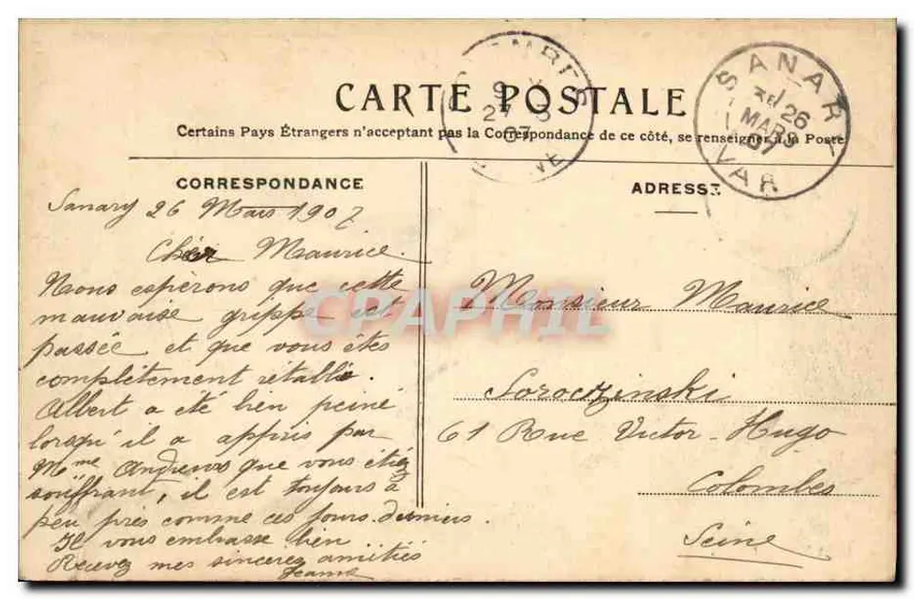 Sanary — Quai du Port und Hotel de la Tour — Verlag Verno, Tabacs - Rückseite