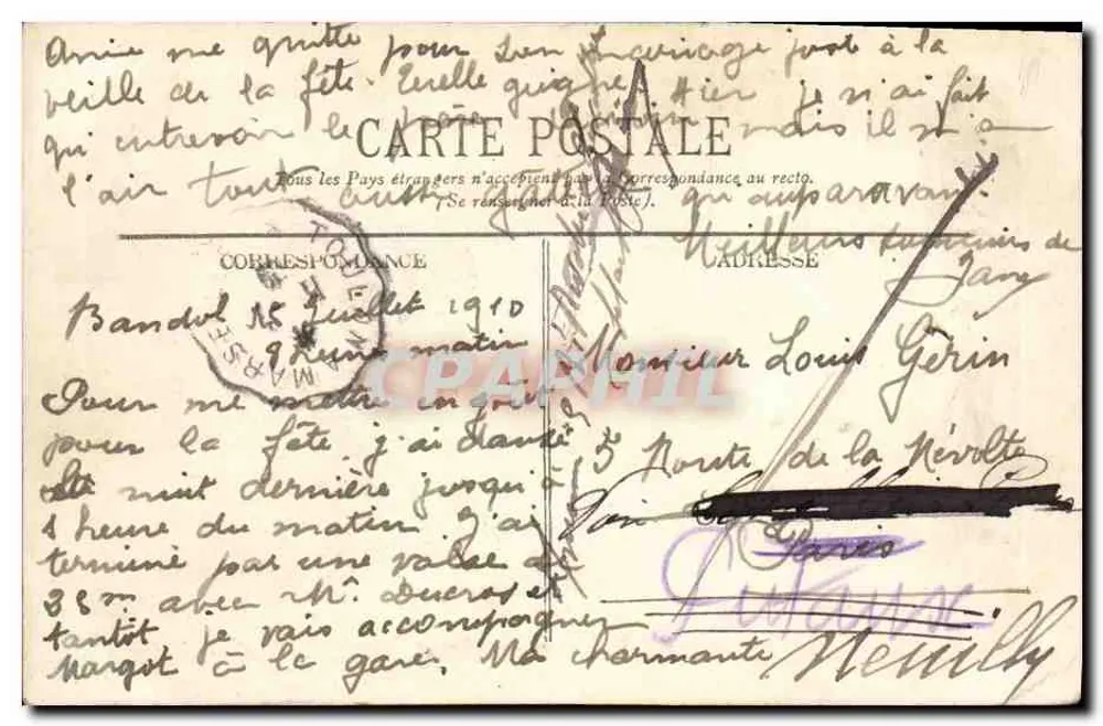 Bandol — Rodovia Nacional — Ed. G. Belisau, Bandol - Verso