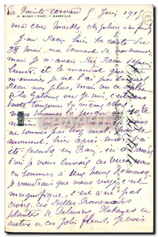 Bandol sulla Mare - Costa Azzurra - Vista Generale - Editore G. Ballur, n°1 - Verso