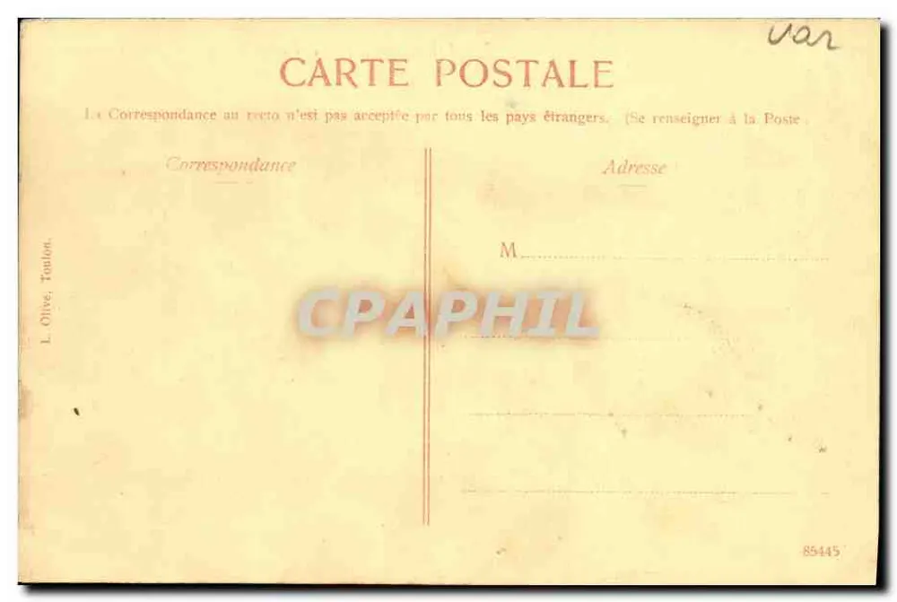 Toulon: Place Victor Hugo, Municipalkirche — Verlag L. Olive, Toulon - Rückseite