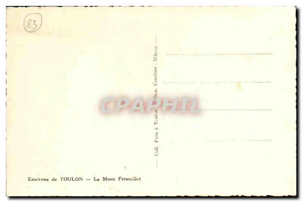 Umgebung von TOULON — Mont Fenouillet — Call, Pain à Toulon, Cambier - Rückseite
