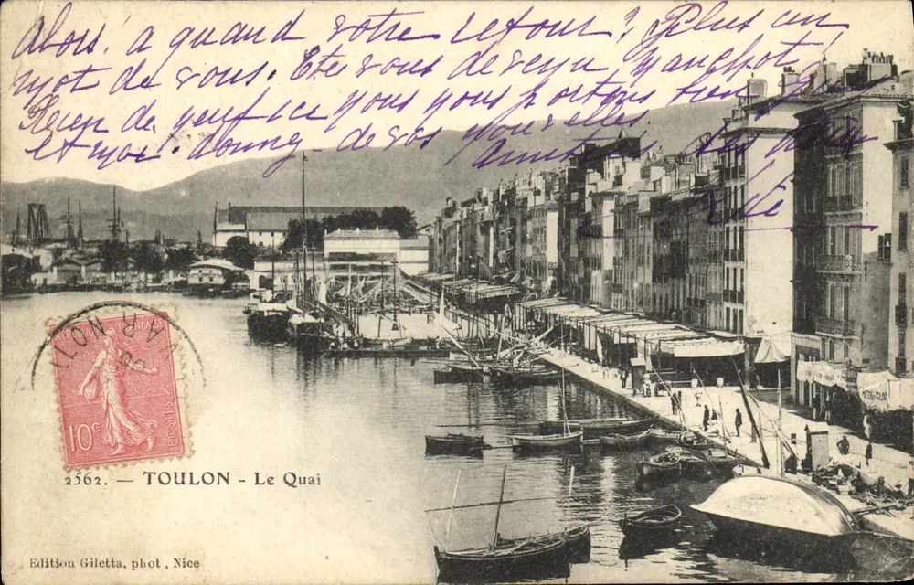 Toulon — O Cais — Edição Giletta, fot. Nice, n° 2562 - Frente