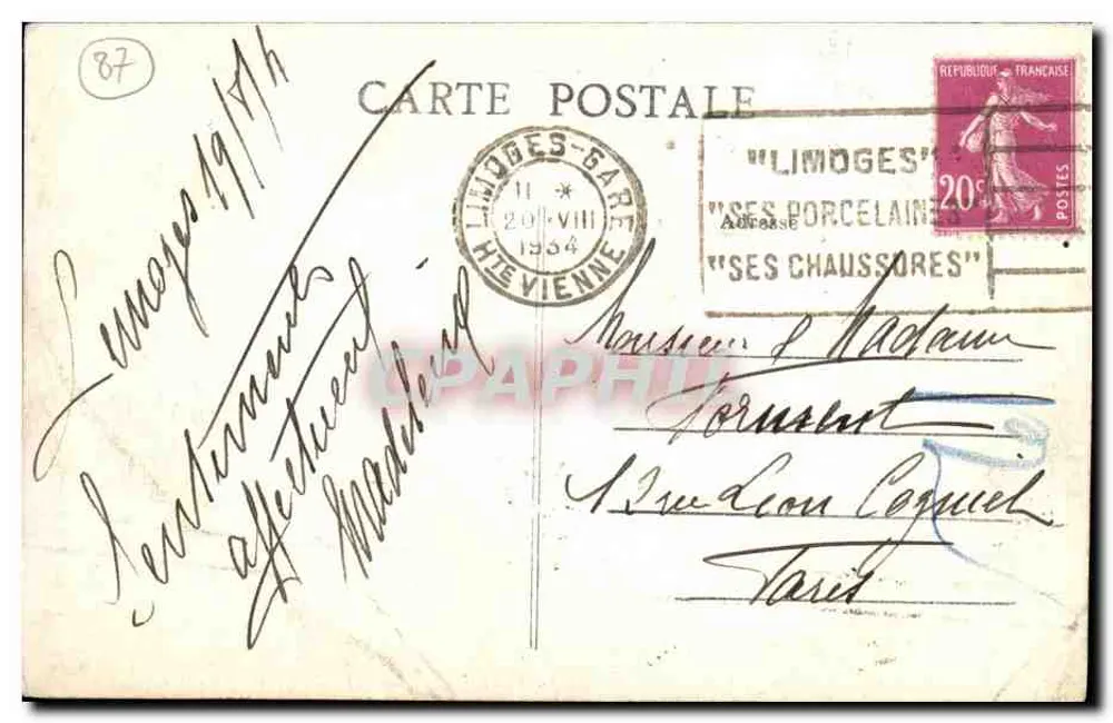 Limeuges — Vista geral (Vale da Vienne) — Editora não identificada, n° de série 504 - Verso