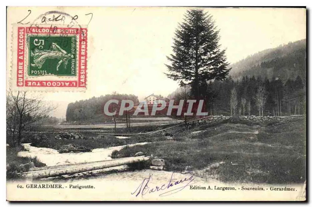 Gérardmer - Parigoutte — Edition A. Largeron, Erinnerungen - Gérardmer - Vorderseite