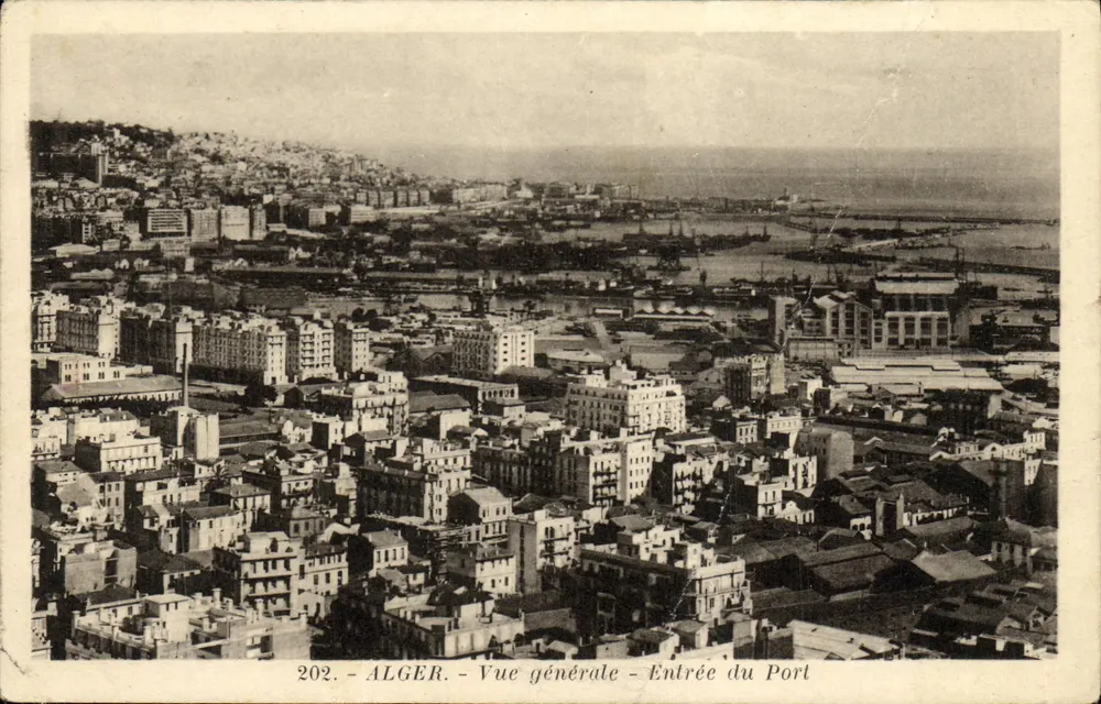 Algér - Vue générale - Entrée du Port — Éditeur IMPRIMÉ : Edition Robert Dianez Fils - Alger, n° 202 - Recto