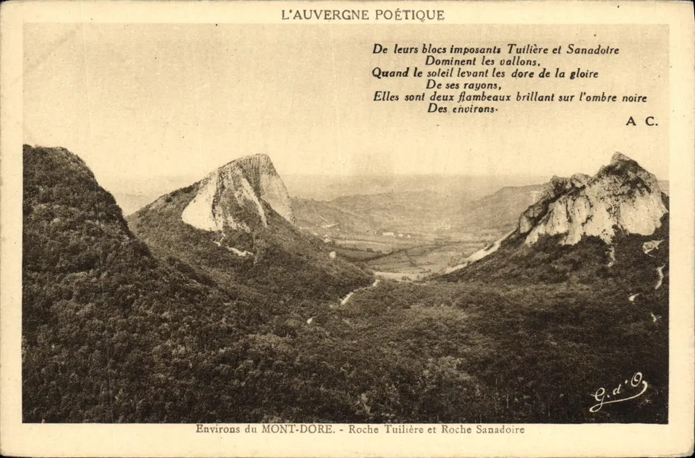 Environs du MONT-DORE - Roche Tuilière et Roche Sanadoire — L'Auvergne Poétique, éditeur Gontelanges (P.-de-D.) - Vorderseite