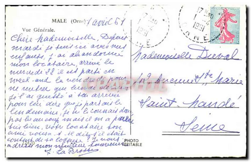 Vista Geral — Male (Orne) - Verso