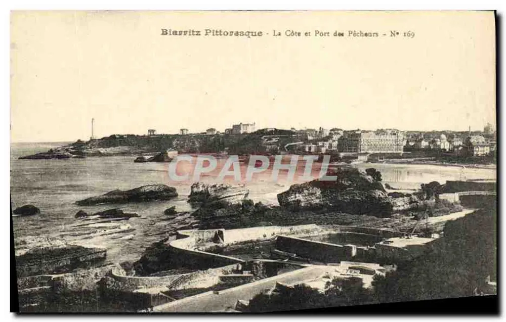 Biarritz Pittorrasque - Ansicht der Küste und des Fischereihafens - Nr. 169 - Vorderseite