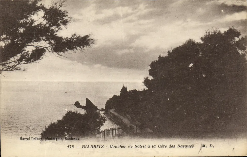 Biarritz - Zonsondergang aan de Kust van de Basques — Marcel Delbory, fototypie, Bordeaux, n°173 - Voorkant