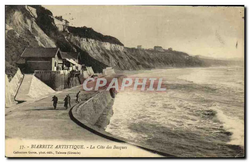 Biarritz Artistique — La Côte des Basques — Collection Gorce, phot.-édit., Talence (Gironde) - Frente