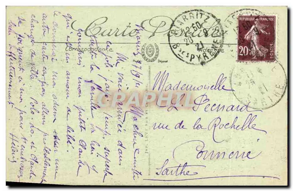 Biarritz — Visão geral da Praia — LL. n°250 - Verso