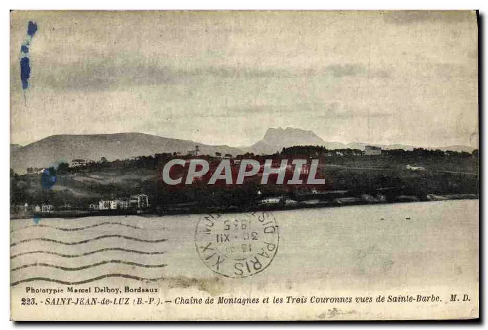 Saint-Jean-de-Luz (B.-P.) — Kette der Berge und die Drei Kronen von Sainte-Barbe — Phototypie Marcel Delboy, Bordeaux, n°225 - Vorderseite