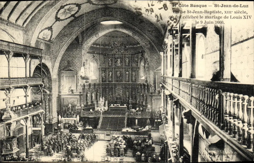 Kirche Saint-Jean-Baptiste — St-Jean-de-Luz — Hochzeit von Ludwig XIV am 9. Juni 1660 — J. Longaïes, Verlag - Vorderseite