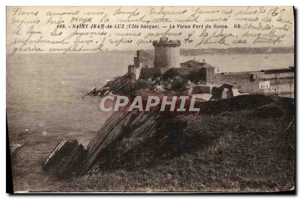 Saint-Jean-de-Luz (Côte basque) — Ansicht des alten Forts von Socca — Verlag: Bloc frères, Bordeaux, Nr. 408 - Vorderseite
