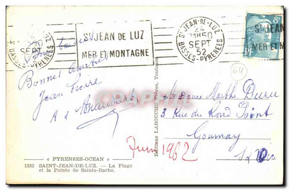 Saint-Jean-de-Luz — Der Strand — Verlag Labouche, Nr. 1332 - Rückseite