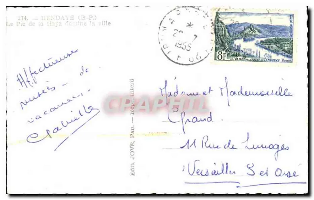 Der Pic de la Haye über der Stadt — Hendaye (B.P.) — Verlag nicht sichtbar - Rückseite