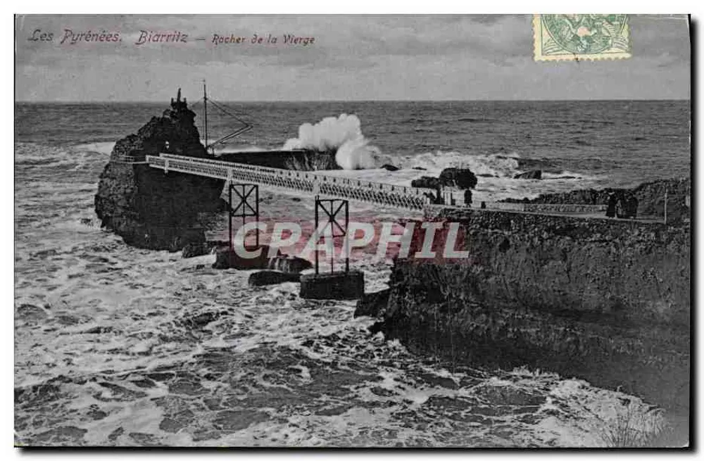 Os Pirineus. Biarritz — Rocher de la Vierge — A. Vihaut, editor Tarbes - Frente