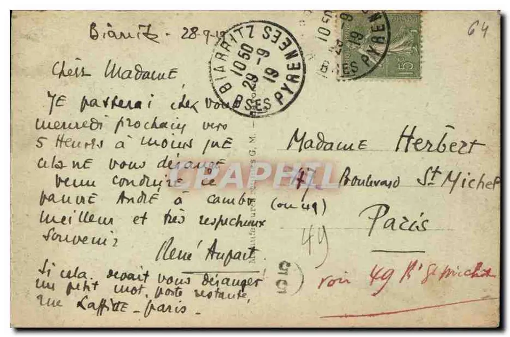 Biarritz — A Praia e o Farol — Editor não identificado, n° 17 - Verso