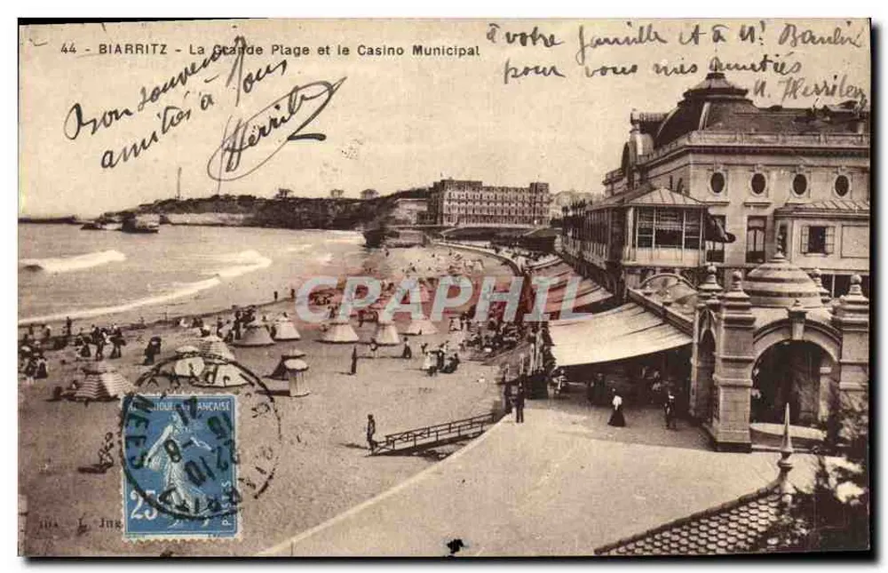 Biarritz - Die Grande Plage und das Municipale Casino — Verlag L. Ing, Nr. 44 - Vorderseite