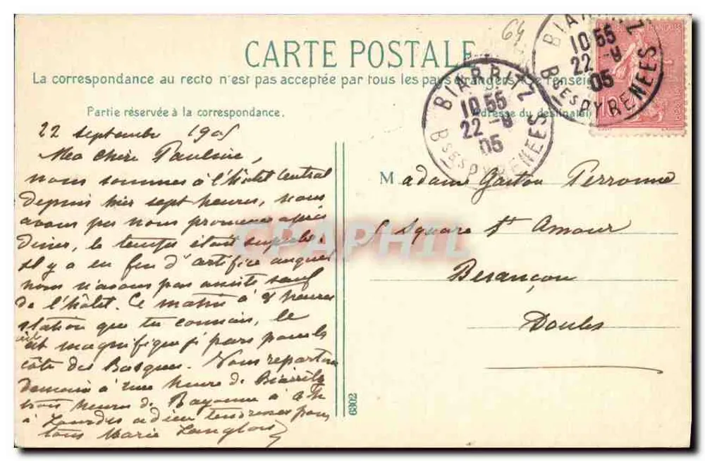 Biarritz Künstlerisch — Strand und Casino — Sammlung Gorce, Fotografie, Talence (Gironde) - Rückseite