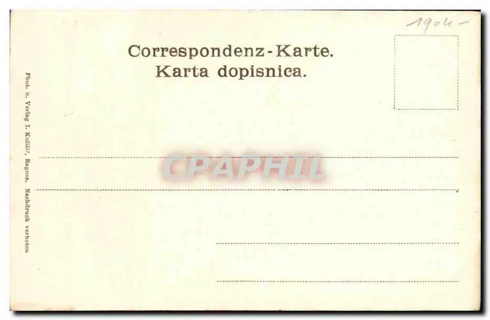 Dubrovnik-Ragusa — Franziskanerkirche — Phot. u. Verlag J. Kuljić, Ragusa - Rückseite